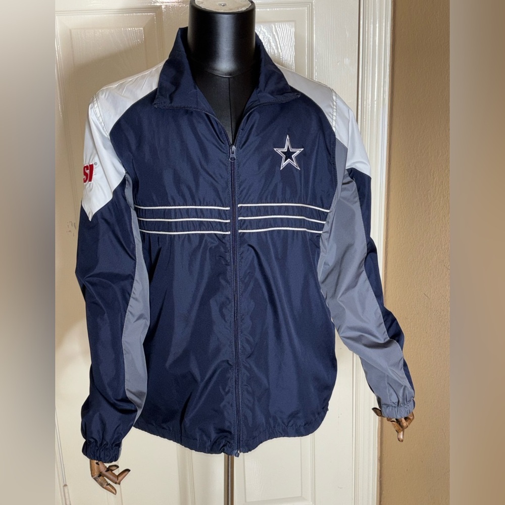 NFL Reebok Team Apparel Dallas Cowboys Men's Windbreaker Jacket - Blue Size L​ - Picture 7 of 10